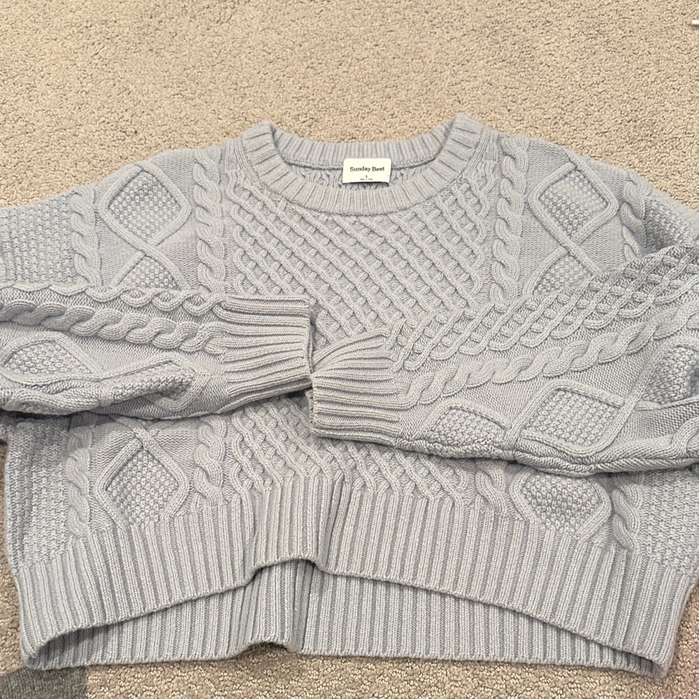 Sunday Best Light Blue Cable Knit Sweater